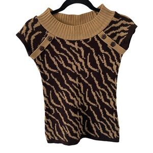 Y2K Brown and Tan Zebra Print Sweater Top